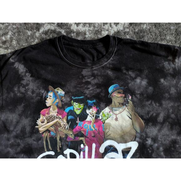 Vintage Gorillaz Tie-Dye Graphic Cartoon Band Print T-Shirt, Black - XL - Picture 6 of 9